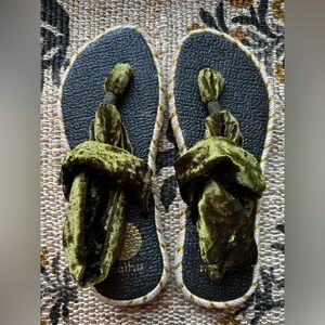 Nalho Green Velvet Ganika Sandals